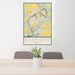 24x36 Radford Virginia Map Print Portrait Orientation in Woodblock Style Behind 2 Chairs Table and Potted Plant