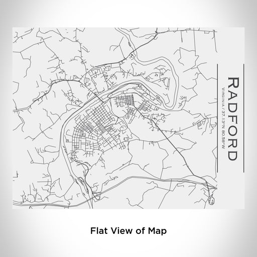 Rendered View of Radford Virginia Map Engraving on 20oz Stainless Steel Insulated Bottle with Bamboo Top in White