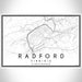Radford Virginia Map Print Landscape Orientation in Classic Style With Shaded Background