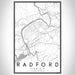 Radford Virginia Map Print Portrait Orientation in Classic Style With Shaded Background