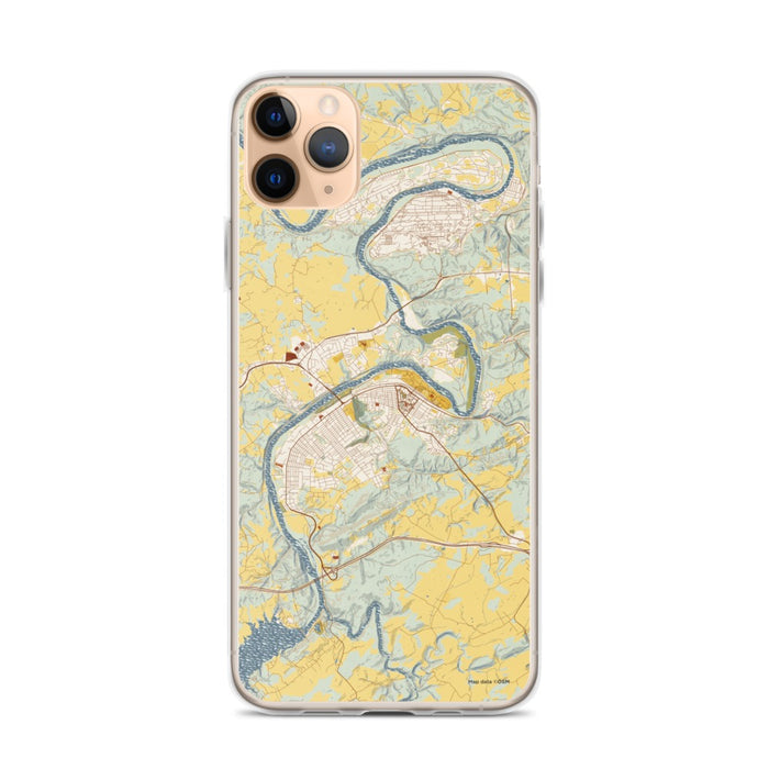 Custom iPhone 11 Pro Max Radford Virginia Map Phone Case in Woodblock