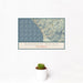 12x18 Ragged Point California Map Print Landscape Orientation in Woodblock Style With Small Cactus Plant in White Planter