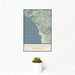 12x18 Ragged Point California Map Print Portrait Orientation in Woodblock Style With Small Cactus Plant in White Planter