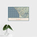 16x24 Ragged Point California Map Print Landscape Orientation in Woodblock Style With Tropical Plant Leaves in Water