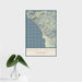 16x24 Ragged Point California Map Print Portrait Orientation in Woodblock Style With Tropical Plant Leaves in Water