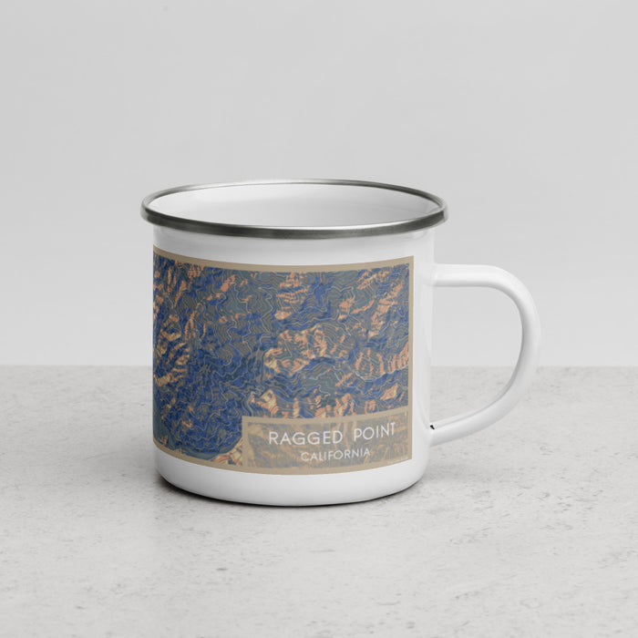 Right View Custom Ragged Point California Map Enamel Mug in Afternoon
