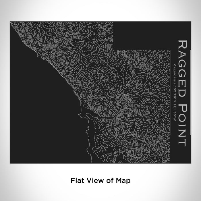 Rendered View of Ragged Point California Map Engraving on 20oz Stainless Steel Insulated Bottle with Bamboo Top in Black