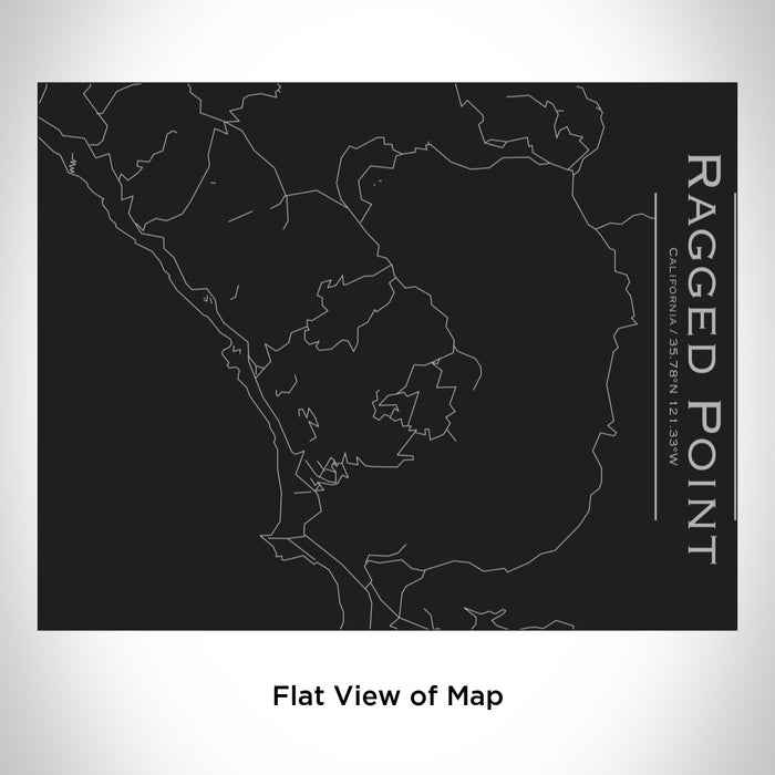 Rendered View of Ragged Point California Map Engraving on 20oz Stainless Steel Insulated Bottle with Bamboo Top in Black