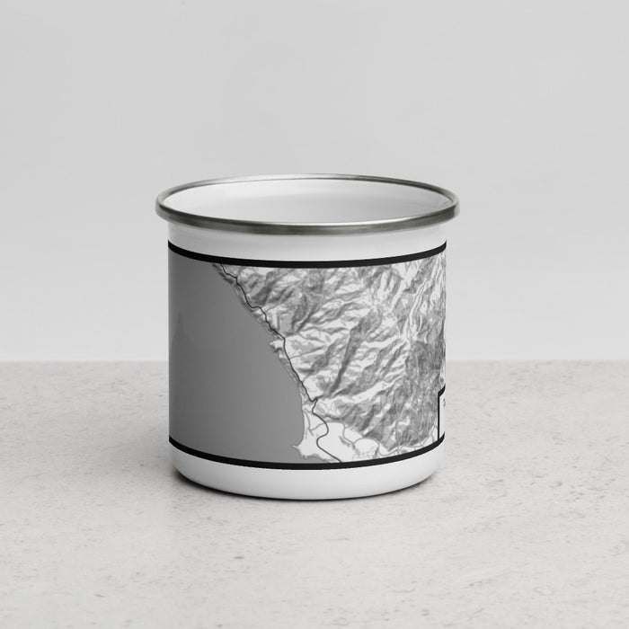 Front View Custom Ragged Point California Map Enamel Mug in Classic