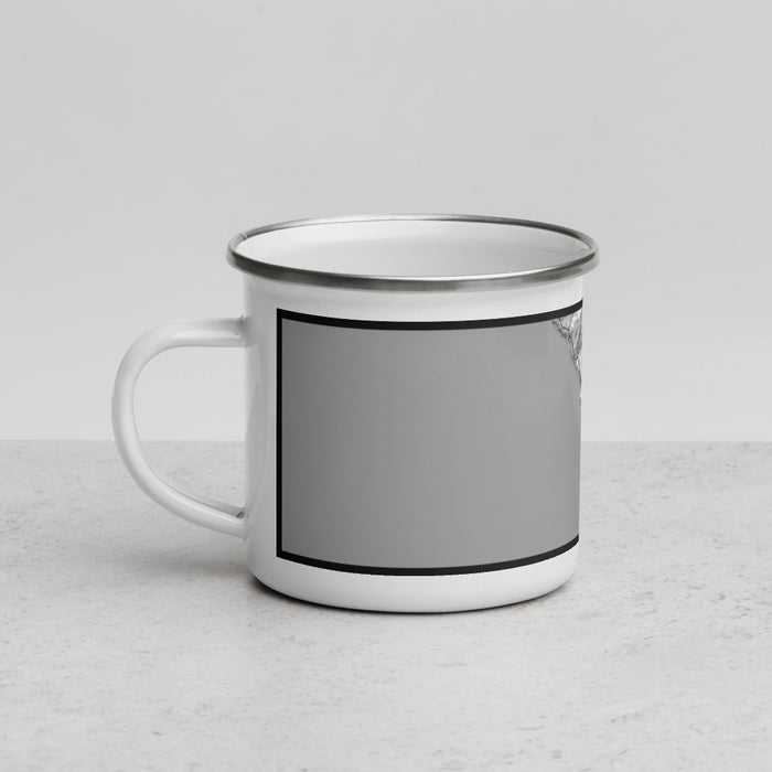Left View Custom Ragged Point California Map Enamel Mug in Classic