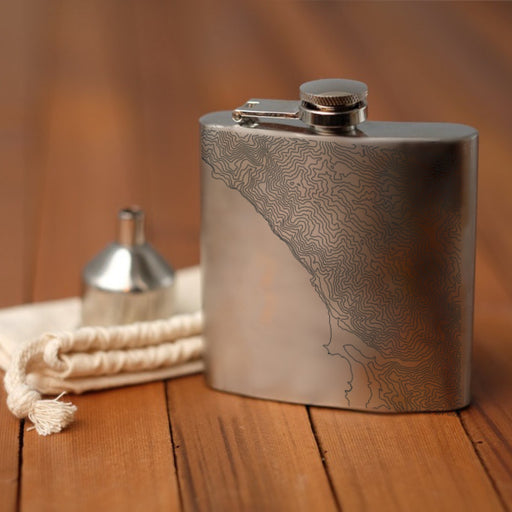 Ragged Point California Custom Engraved City Map Inscription Coordinates on 6oz Stainless Steel Flask