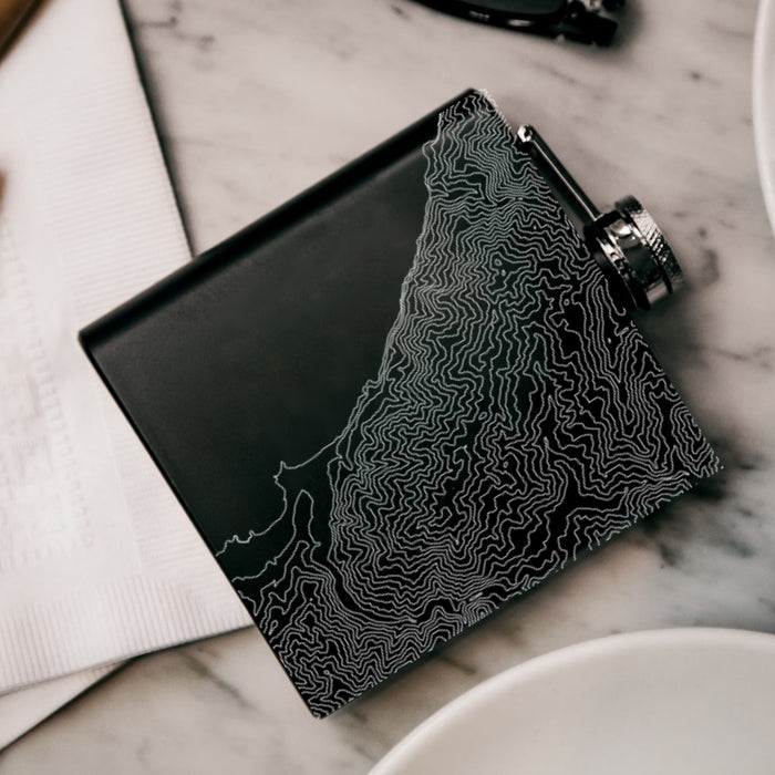 Ragged Point California Custom Engraved City Map Inscription Coordinates on 6oz Stainless Steel Flask in Black
