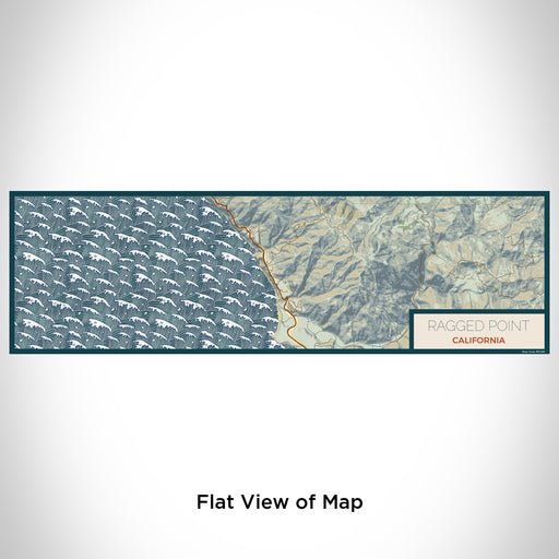 Flat View of Map Custom Ragged Point California Map Enamel Mug in Woodblock