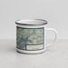 Right View Custom Ragged Point California Map Enamel Mug in Woodblock