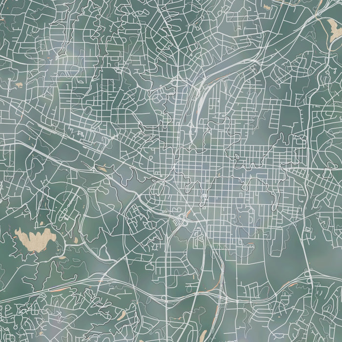 Raleigh North Carolina Map Print in Afternoon Style Zoomed In Close Up Showing Details