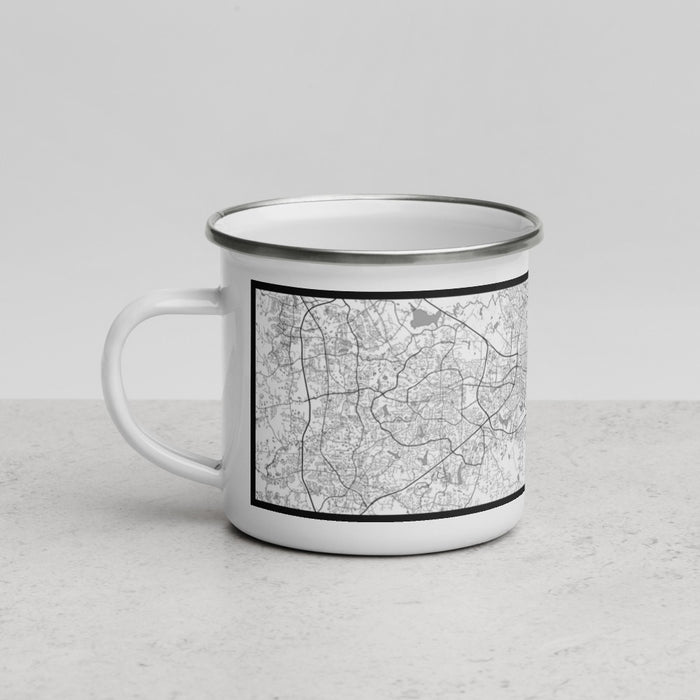Left View Custom Raleigh North Carolina Map Enamel Mug in Classic