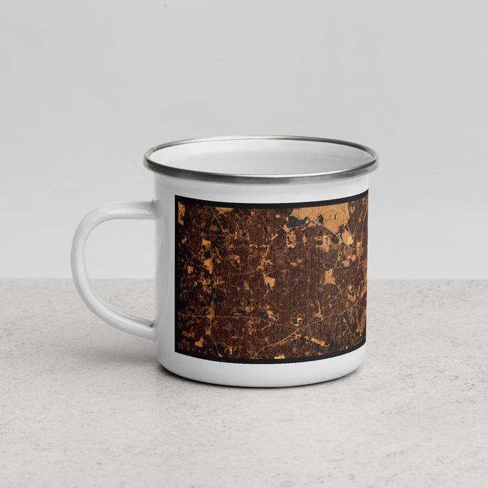 Left View Custom Raleigh North Carolina Map Enamel Mug in Ember