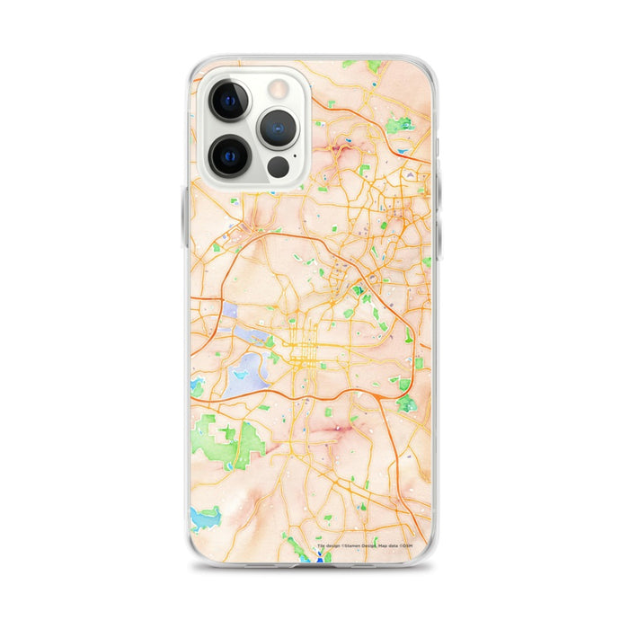 Custom Raleigh North Carolina Map iPhone 12 Pro Max Phone Case in Watercolor