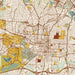 Raleigh North Carolina Map Print in Woodblock Style Zoomed In Close Up Showing Details