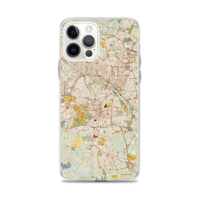 Custom Raleigh North Carolina Map iPhone 12 Pro Max Phone Case in Woodblock