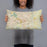 Person holding 20x12 Custom Raleigh North Carolina Map Throw Pillow in Woodblock