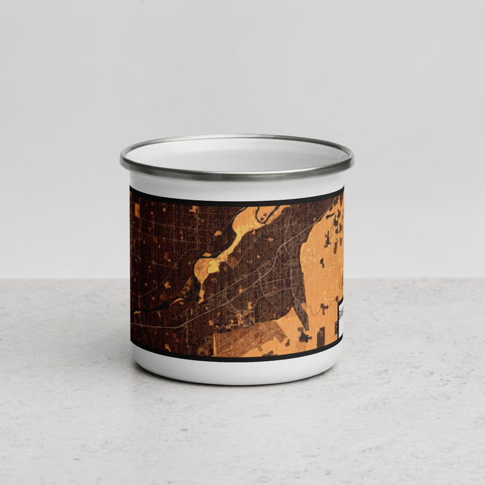 Front View Custom Rancho Cordova California Map Enamel Mug in Ember
