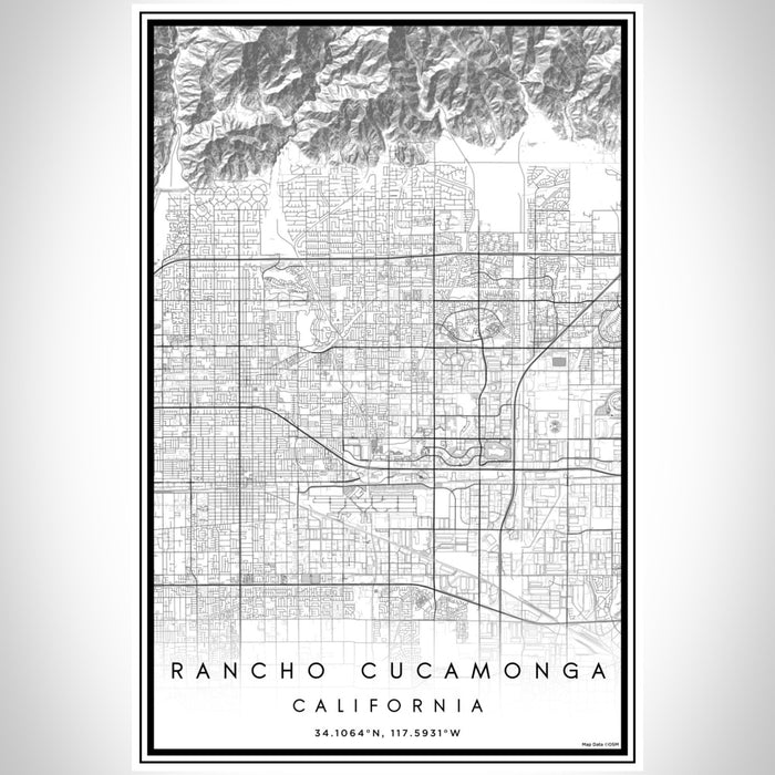 Rancho Cucamonga California Map Print Portrait Orientation in Classic Style With Shaded Background