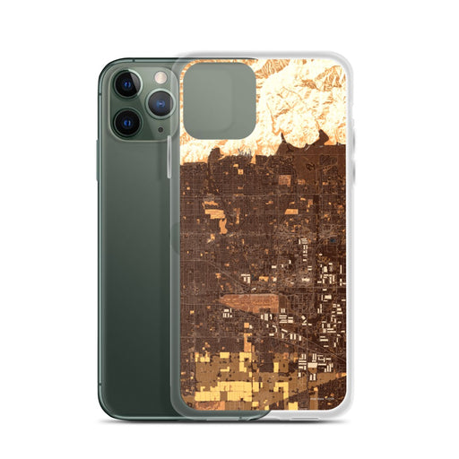 Custom Rancho Cucamonga California Map Phone Case in Ember on Table with Laptop and Plant