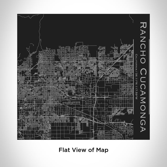 Rendered View of Rancho Cucamonga California Map Engraving on 17oz Stainless Steel Insulated Tumbler in Black