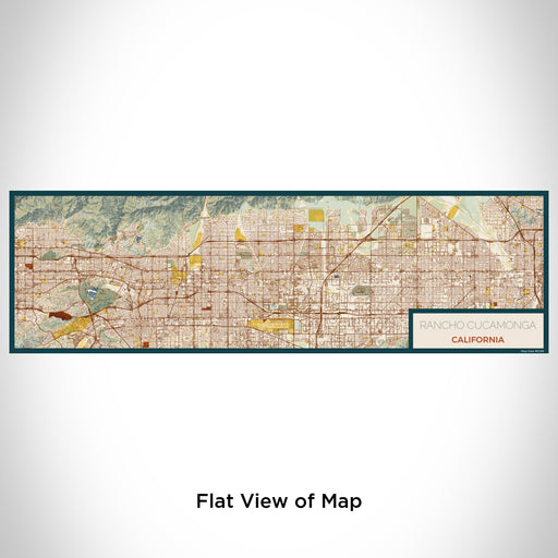 Flat View of Map Custom Rancho Cucamonga California Map Enamel Mug in Woodblock