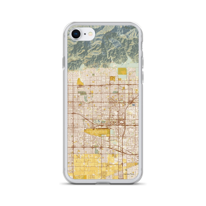 Custom Rancho Cucamonga California Map iPhone SE Phone Case in Woodblock