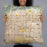 Person holding 22x22 Custom Rancho Cucamonga California Map Throw Pillow in Woodblock