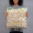 Person holding 18x18 Custom Rancho Cucamonga California Map Throw Pillow in Woodblock