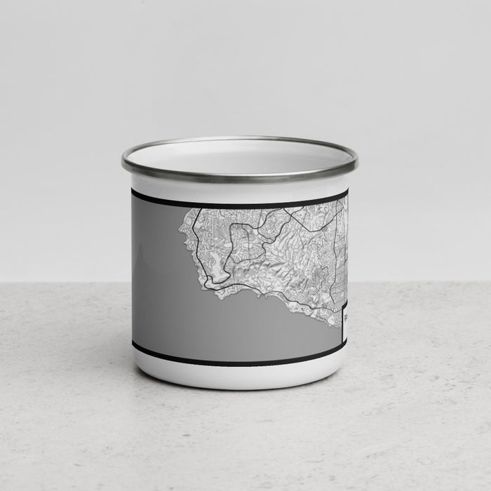 Front View Custom Rancho Palos Verdes California Map Enamel Mug in Classic