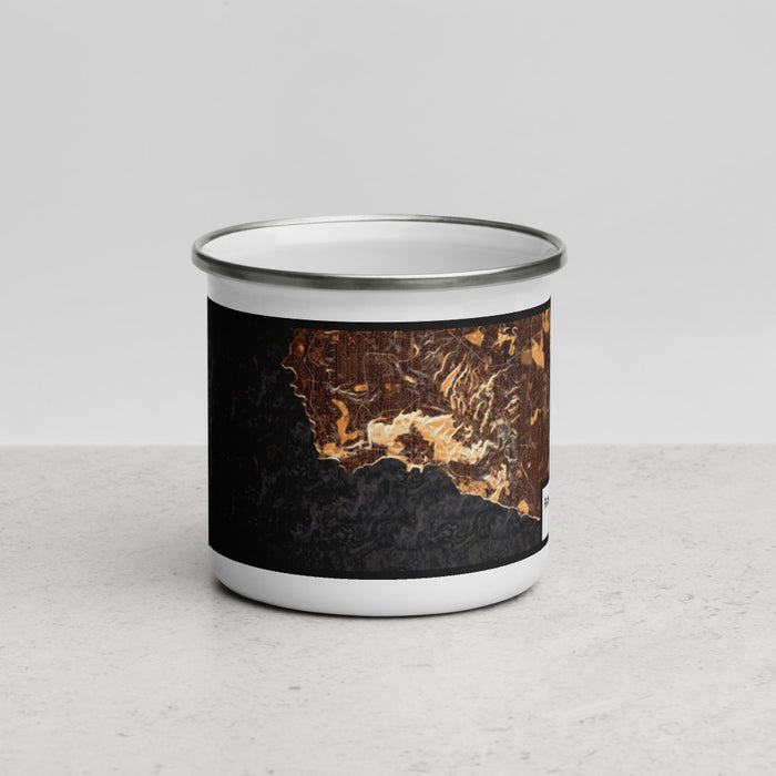 Front View Custom Rancho Palos Verdes California Map Enamel Mug in Ember