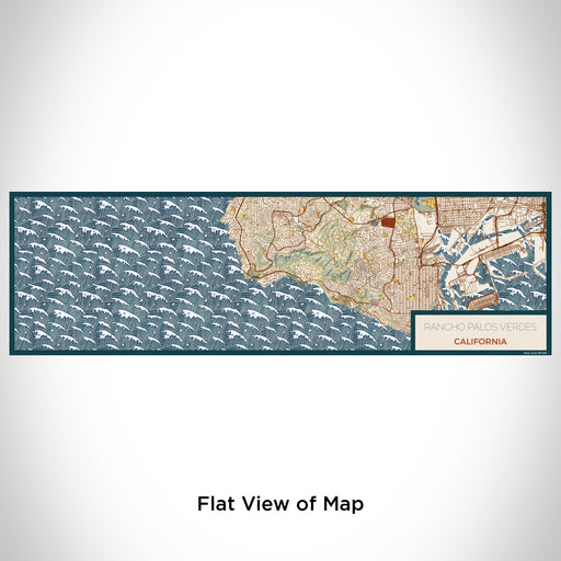 Flat View of Map Custom Rancho Palos Verdes California Map Enamel Mug in Woodblock