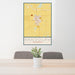 24x36 Randolph Wisconsin Map Print Portrait Orientation in Woodblock Style Behind 2 Chairs Table and Potted Plant