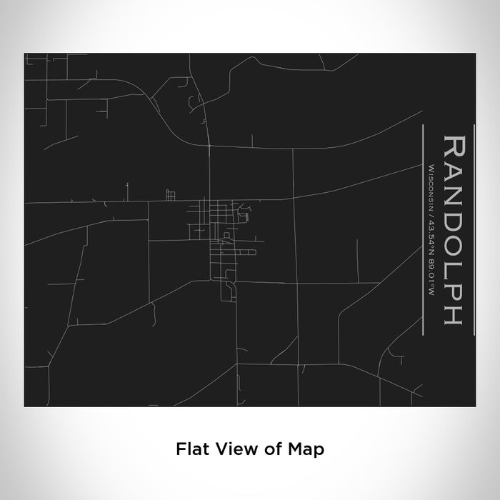 Rendered View of Randolph Wisconsin Map Engraving on 20oz Stainless Steel Insulated Bottle with Bamboo Top in Black