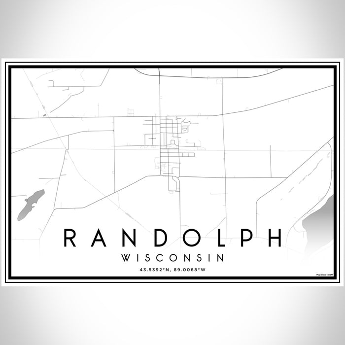Randolph Wisconsin Map Print Landscape Orientation in Classic Style With Shaded Background