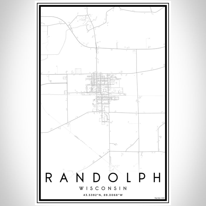 Randolph Wisconsin Map Print Portrait Orientation in Classic Style With Shaded Background