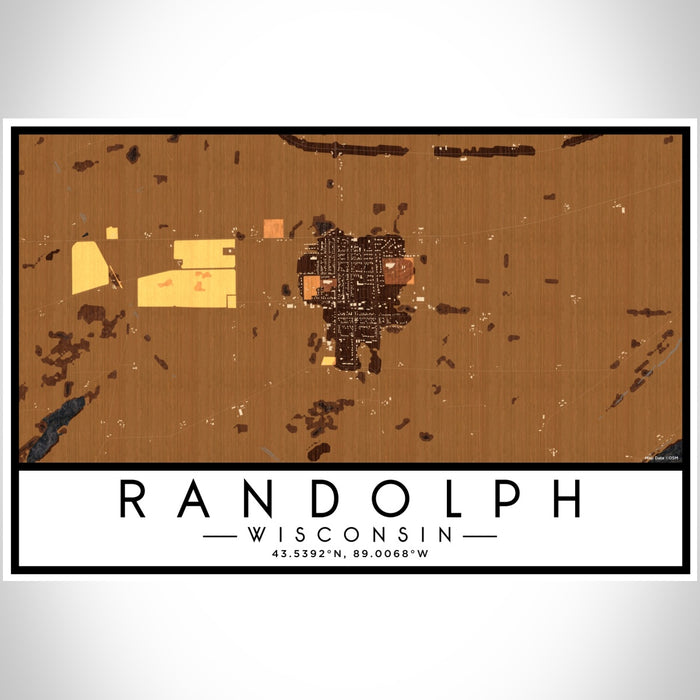 Randolph Wisconsin Map Print Landscape Orientation in Ember Style With Shaded Background