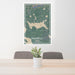 24x36 Rangeley Maine Map Print Portrait Orientation in Afternoon Style Behind 2 Chairs Table and Potted Plant