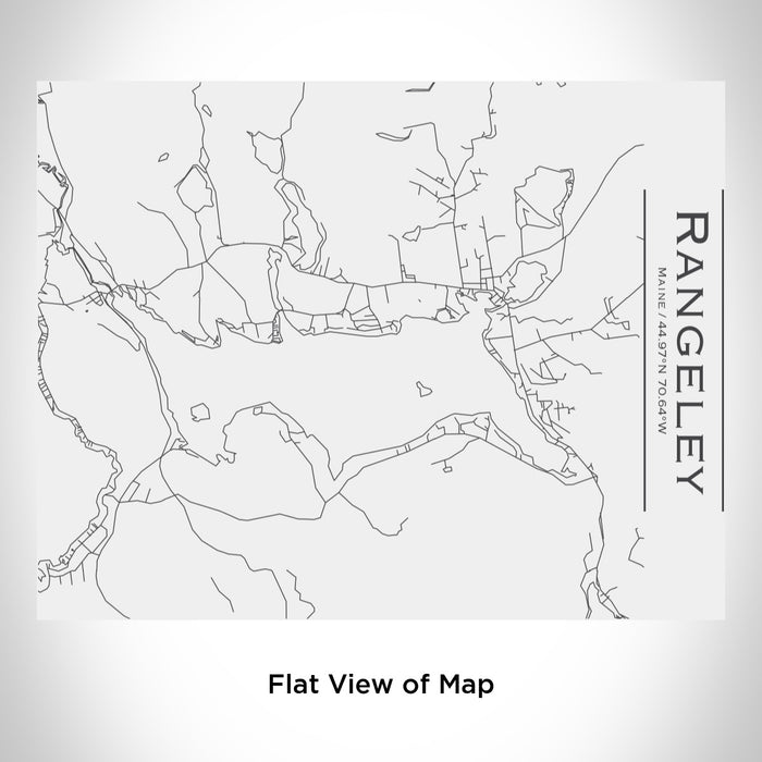 Rendered View of Rangeley Maine Map Engraving on 20oz Stainless Steel Insulated Bottle with Bamboo Top in White