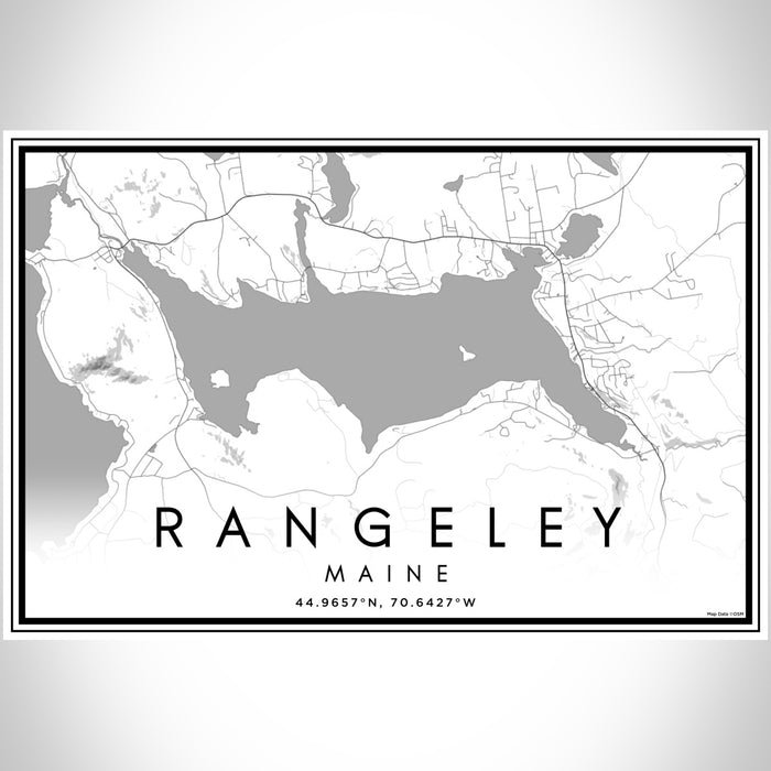 Rangeley Maine Map Print Landscape Orientation in Classic Style With Shaded Background