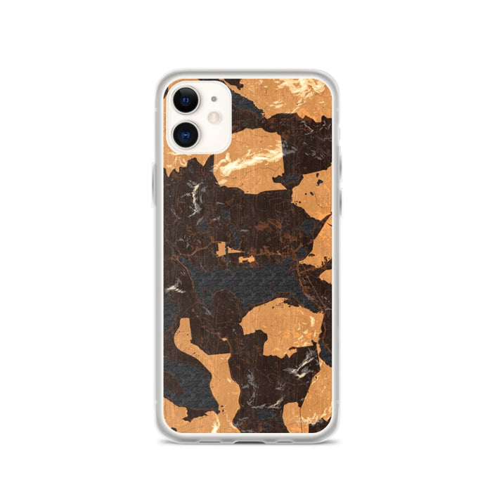 Custom iPhone 11 Rangeley Maine Map Phone Case in Ember