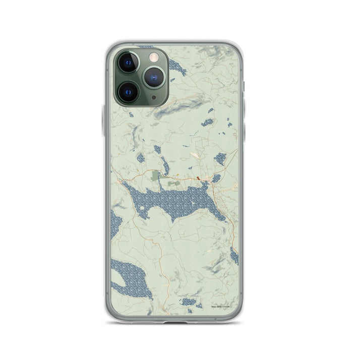 Custom iPhone 11 Pro Rangeley Maine Map Phone Case in Woodblock