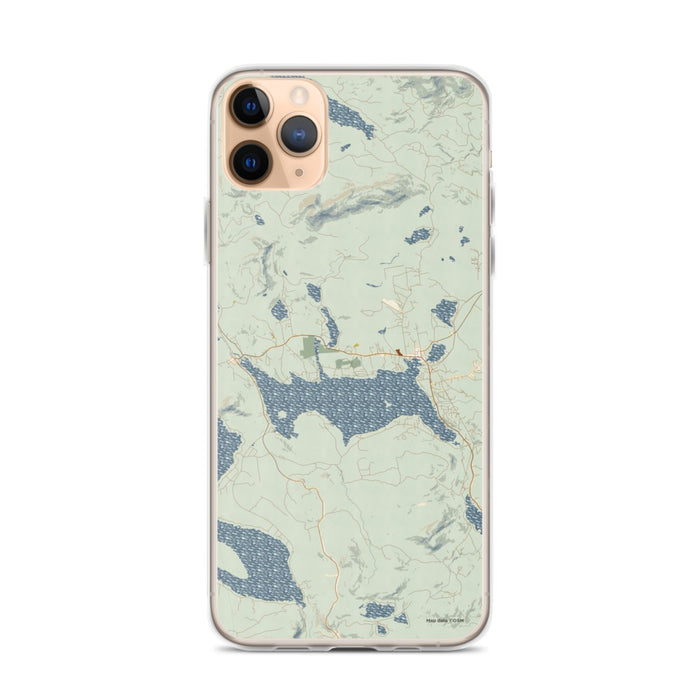 Custom iPhone 11 Pro Max Rangeley Maine Map Phone Case in Woodblock