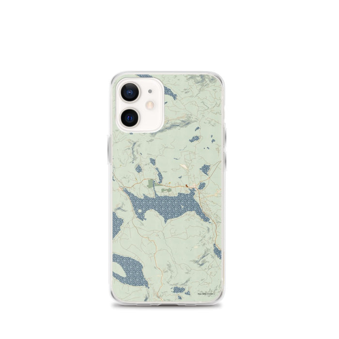 Custom iPhone 12 mini Rangeley Maine Map Phone Case in Woodblock