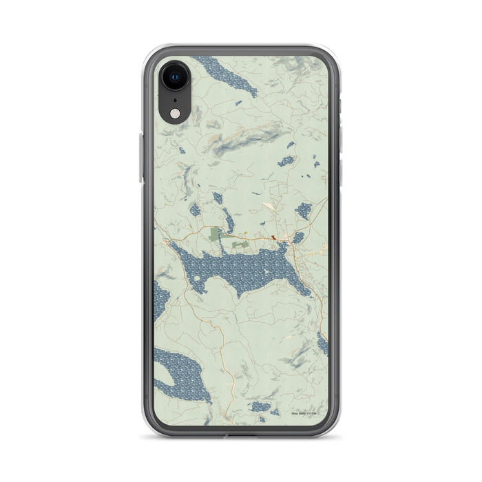 Custom iPhone XR Rangeley Maine Map Phone Case in Woodblock