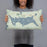 Person holding 20x12 Custom Rangeley Maine Map Throw Pillow in Woodblock